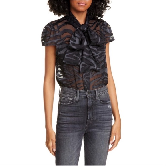 Alice + Olivia Tops - NWT Alice + Olivia Silk Tiger Black Bow Sleeveless Top Church or Office Attire